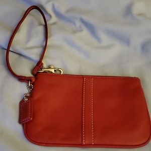 Red Coach leather wristlet